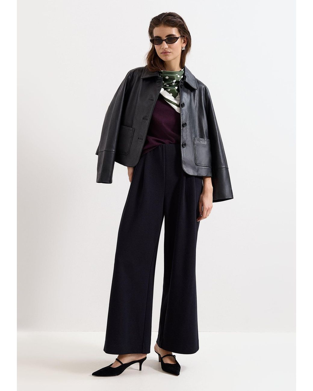Phase Eight Blue Florence Ponte Wide Leg Trouser