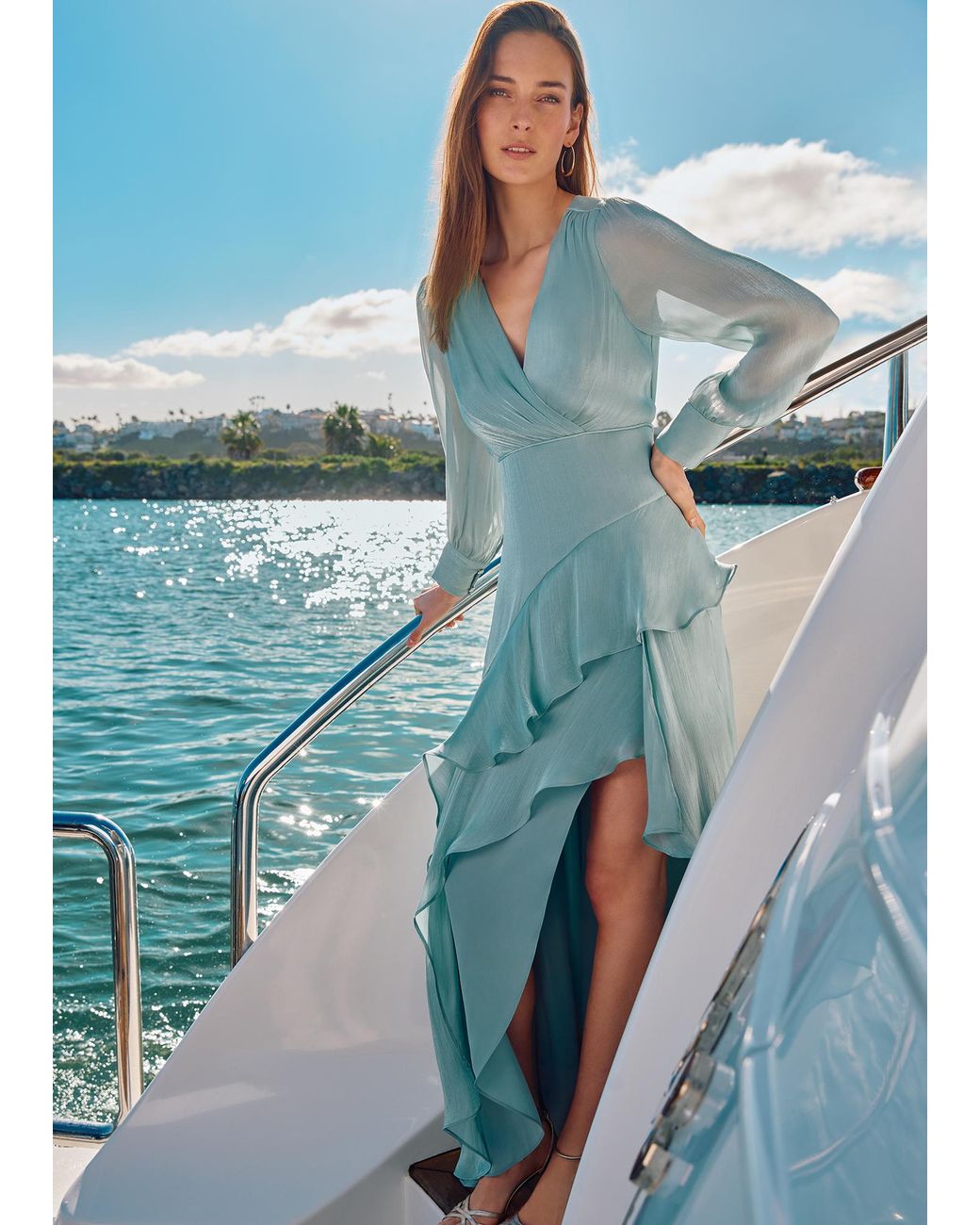 Phase Eight Blue Sylvie Ruffle Maxi Dress