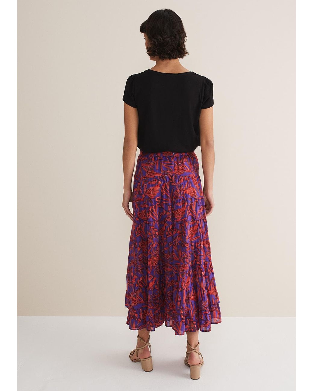 Phase Eight Pink Eloraina Leaf Print Maxi Skirt