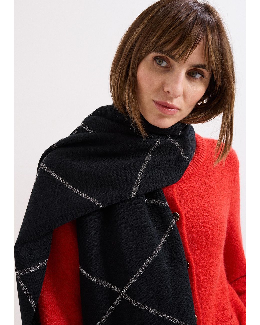 Phase Eight Red Luxe Lurex Scarf