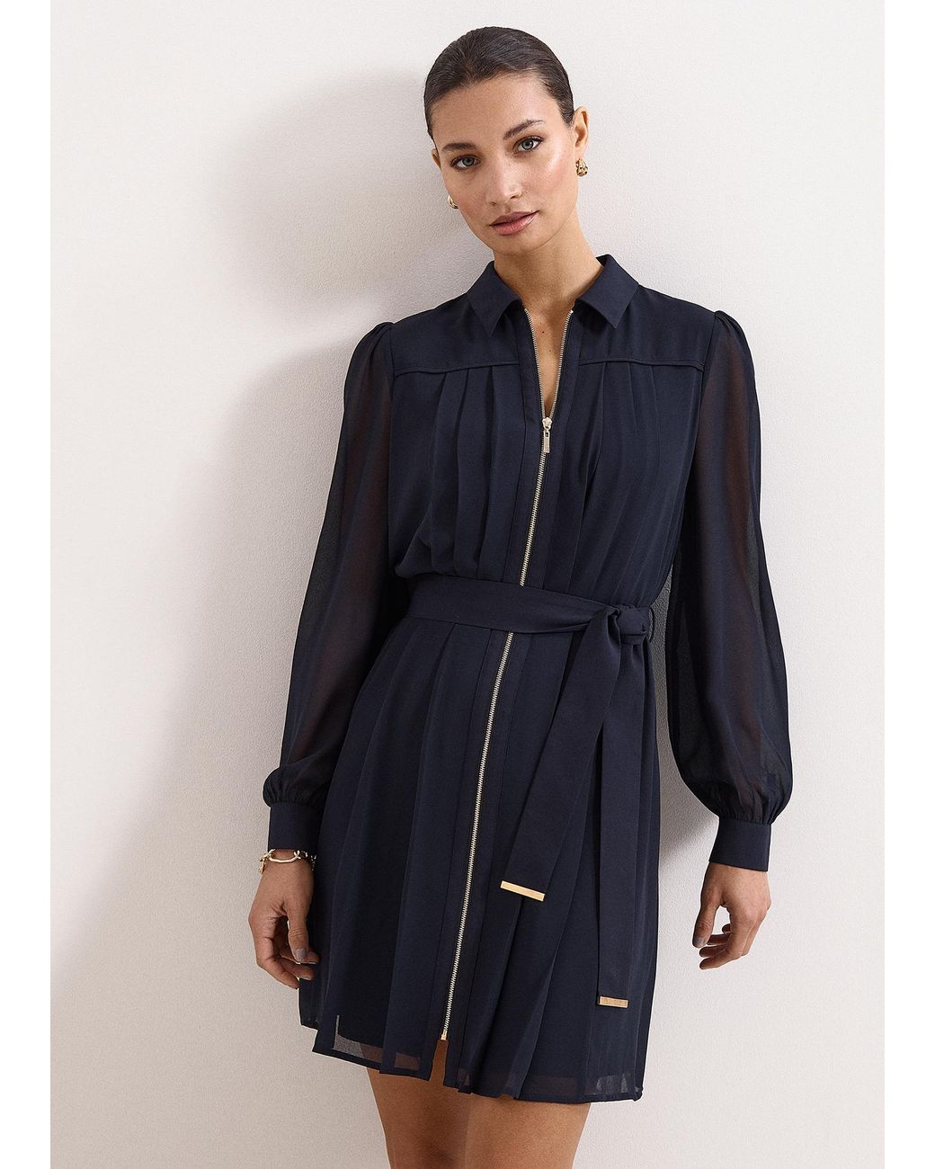 Phase Eight Blue Lottie Short Pleat Mini Dress