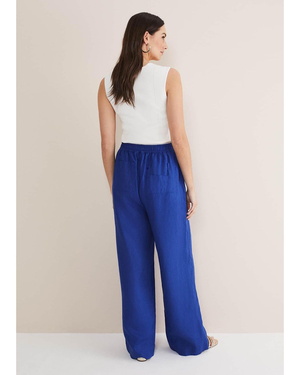 Phase Eight Blue Lolita Linen Wide Leg Trousers
