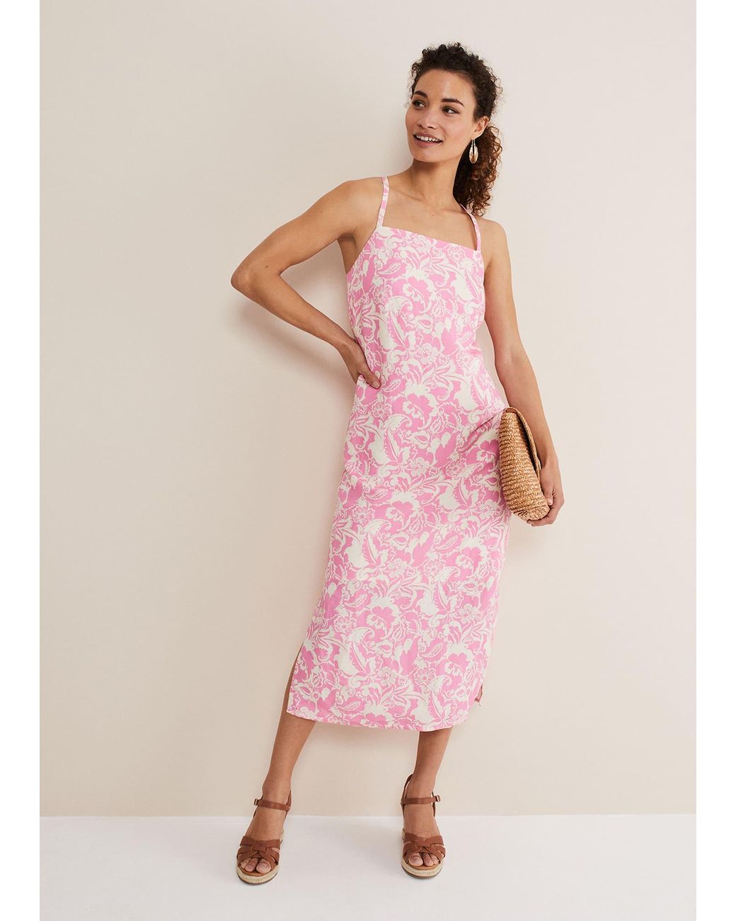 Phase Eight Pink Monroe Paisley Midi Dress