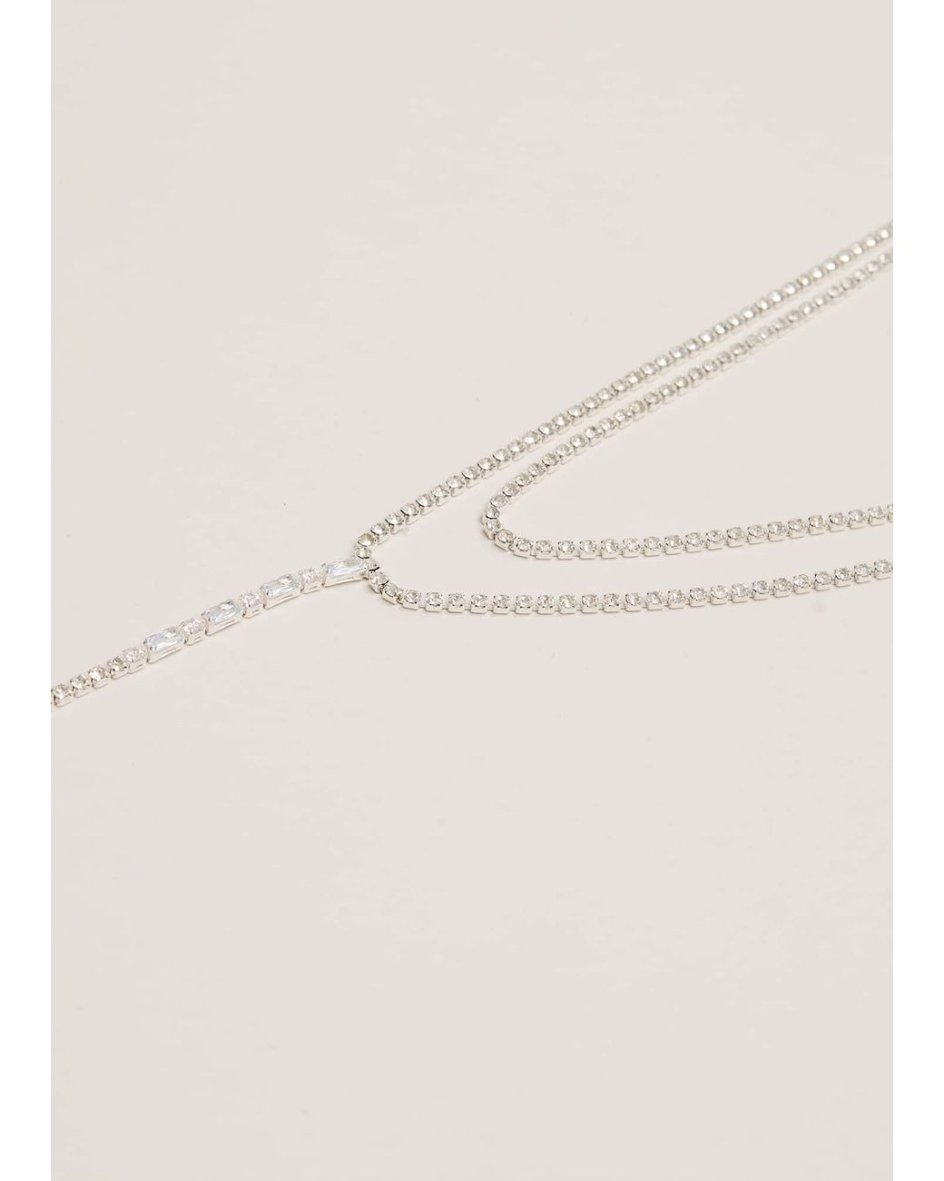 Phase Eight White Sparkle Dangle Lariat Necklace