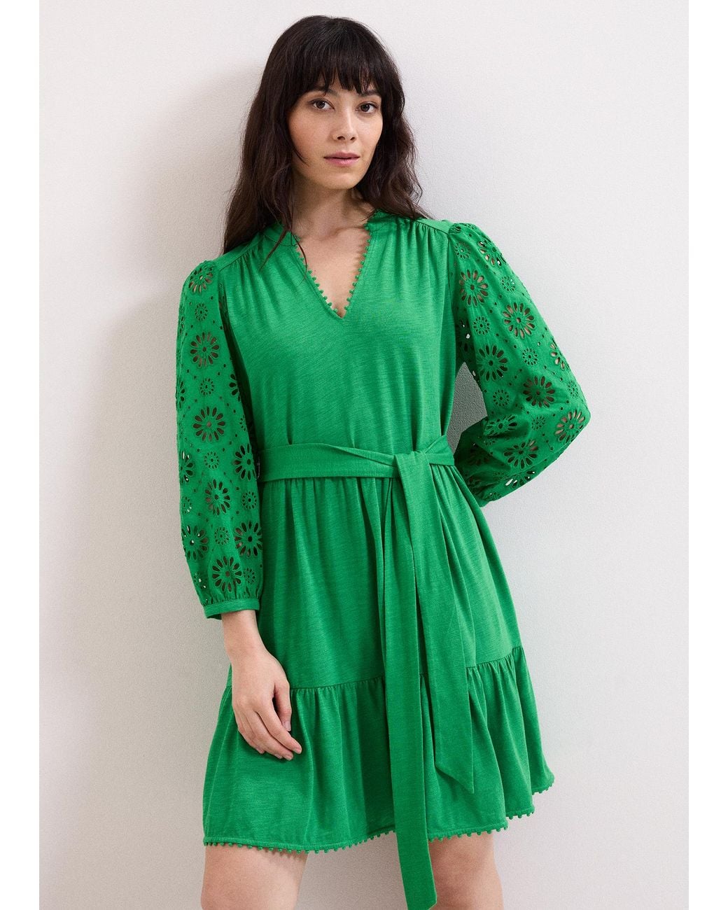 Phase Eight Green Florie Tie Waist Swing Dress