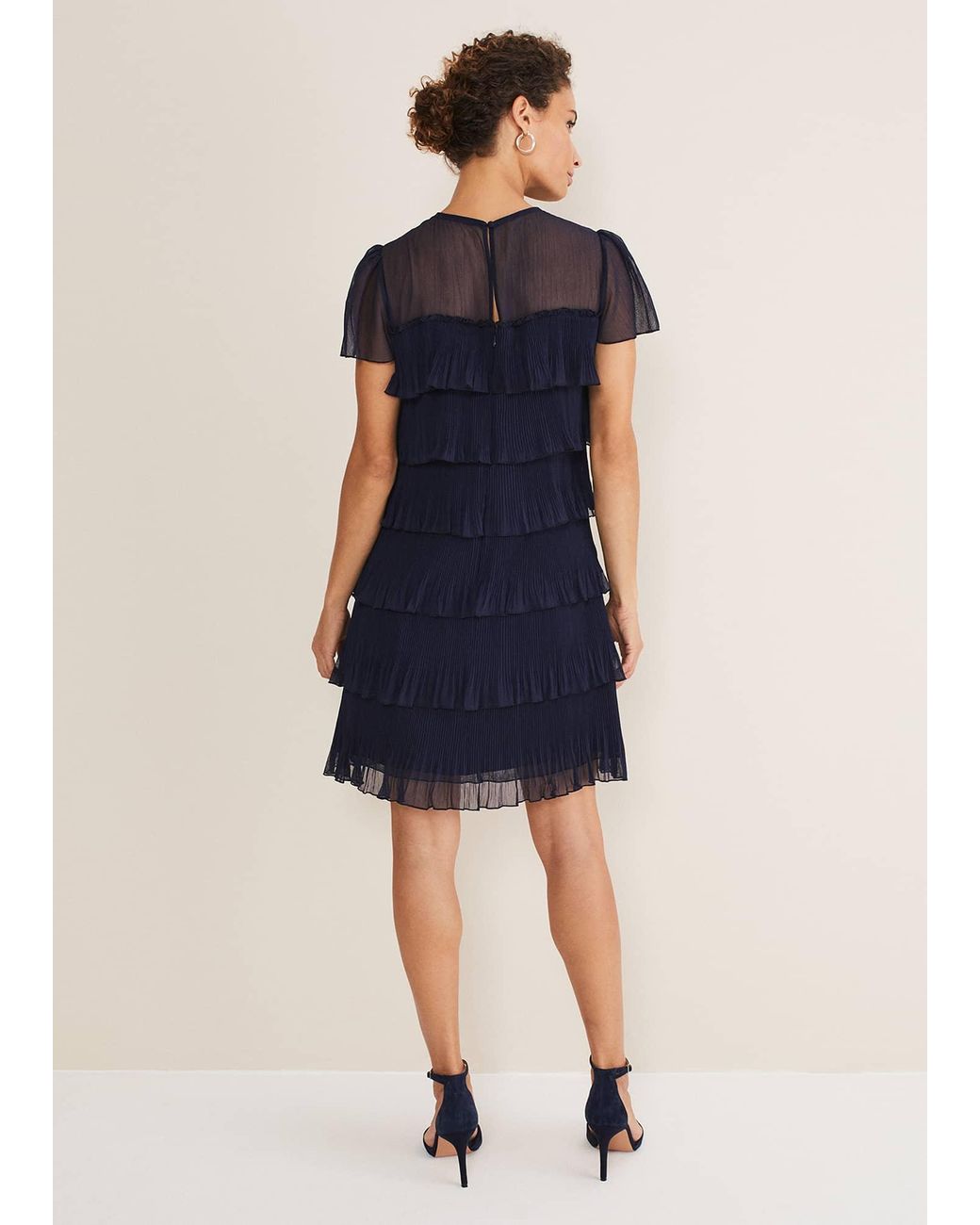Phase Eight Blue Mimi Pleated Mini Dress