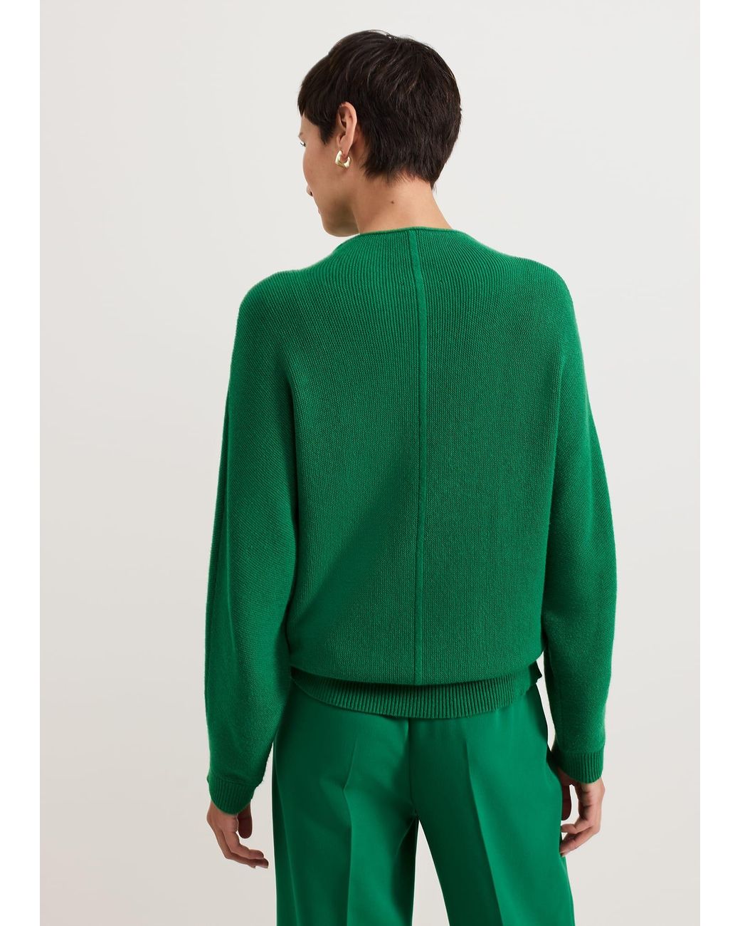 Phase Eight Green Jess Textured Funnel Neck Jumper