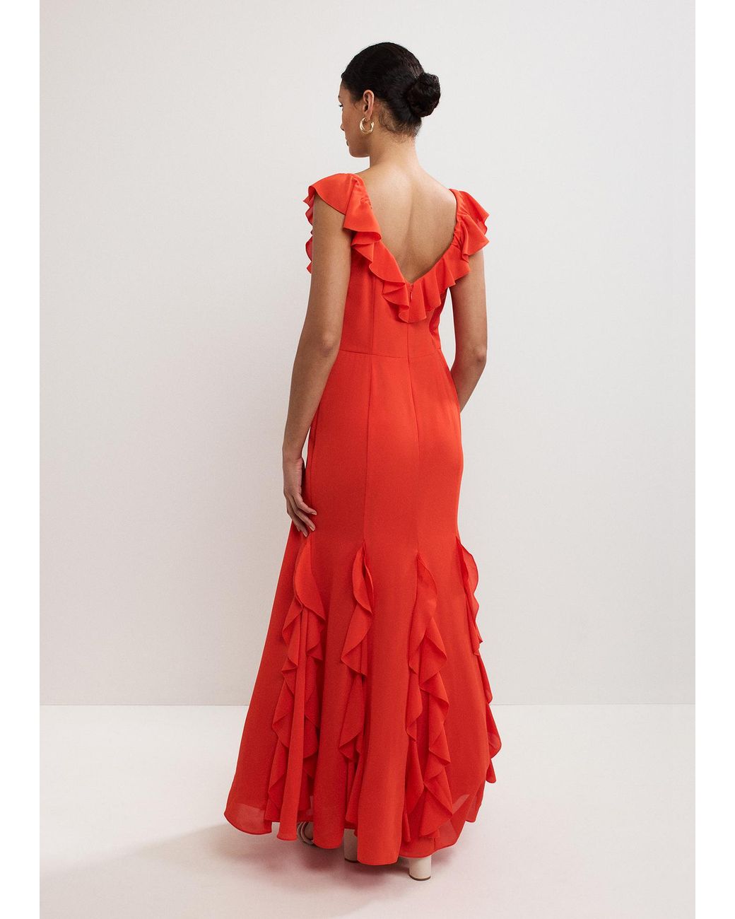 Phase Eight Red Lianah Ruffle Maxi