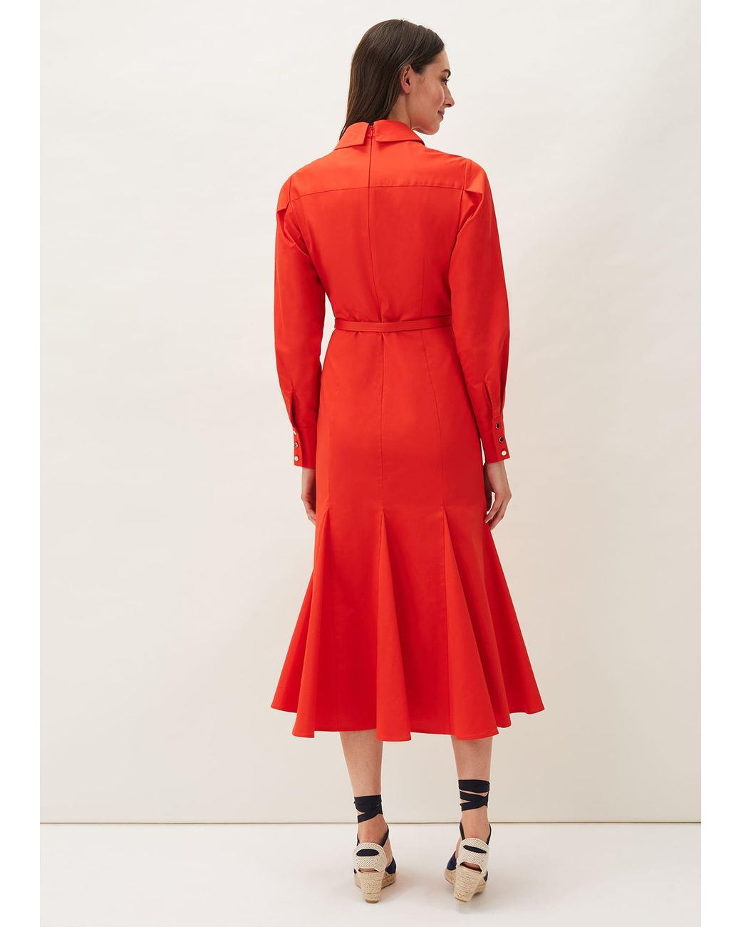 Phase Eight Red Diana Belted Shirt Dress