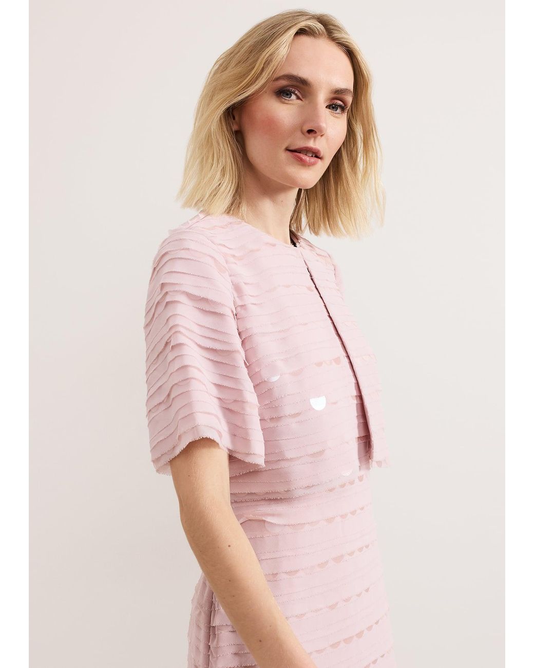 Phase Eight Pink Amitis Sequin Layered Jacket