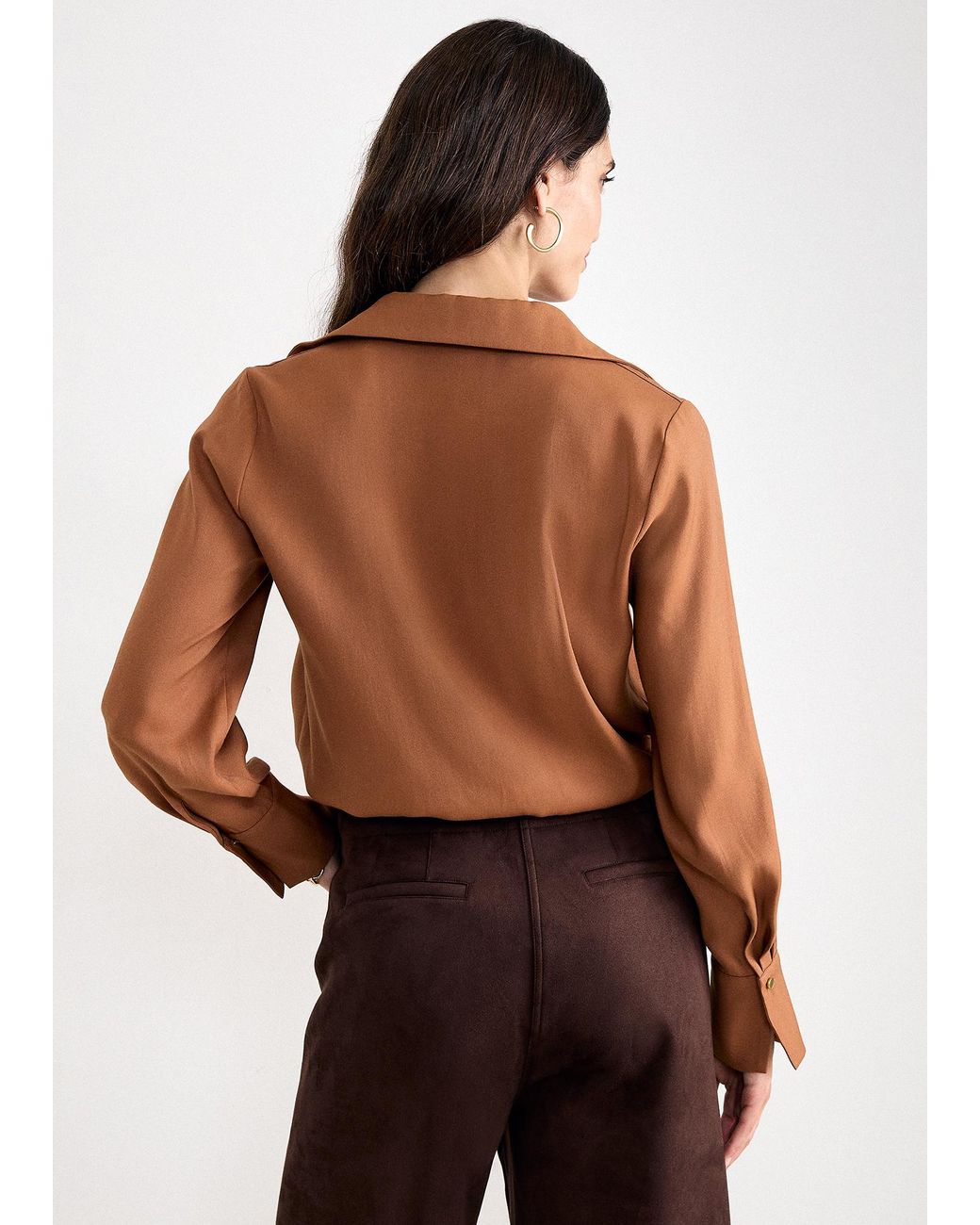 Phase Eight Brown Rihannon Wrap Long Sleeve Shirt