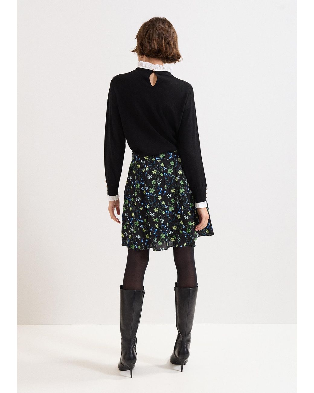 Phase Eight Black Ilaria Print Flippy Skirt