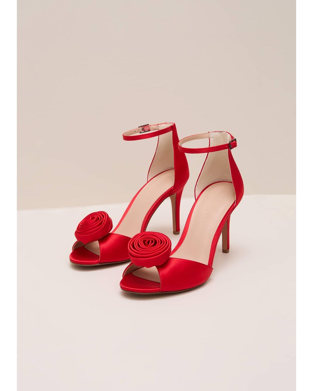 Phase Eight Red Satin Corsage Flower Sandal