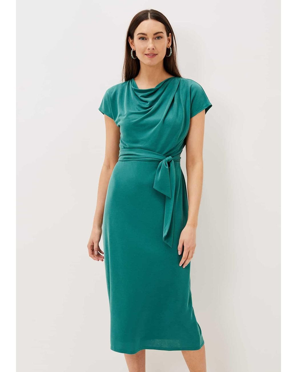 Phase Eight Blue Kadence Cupro Tie Waist Dress