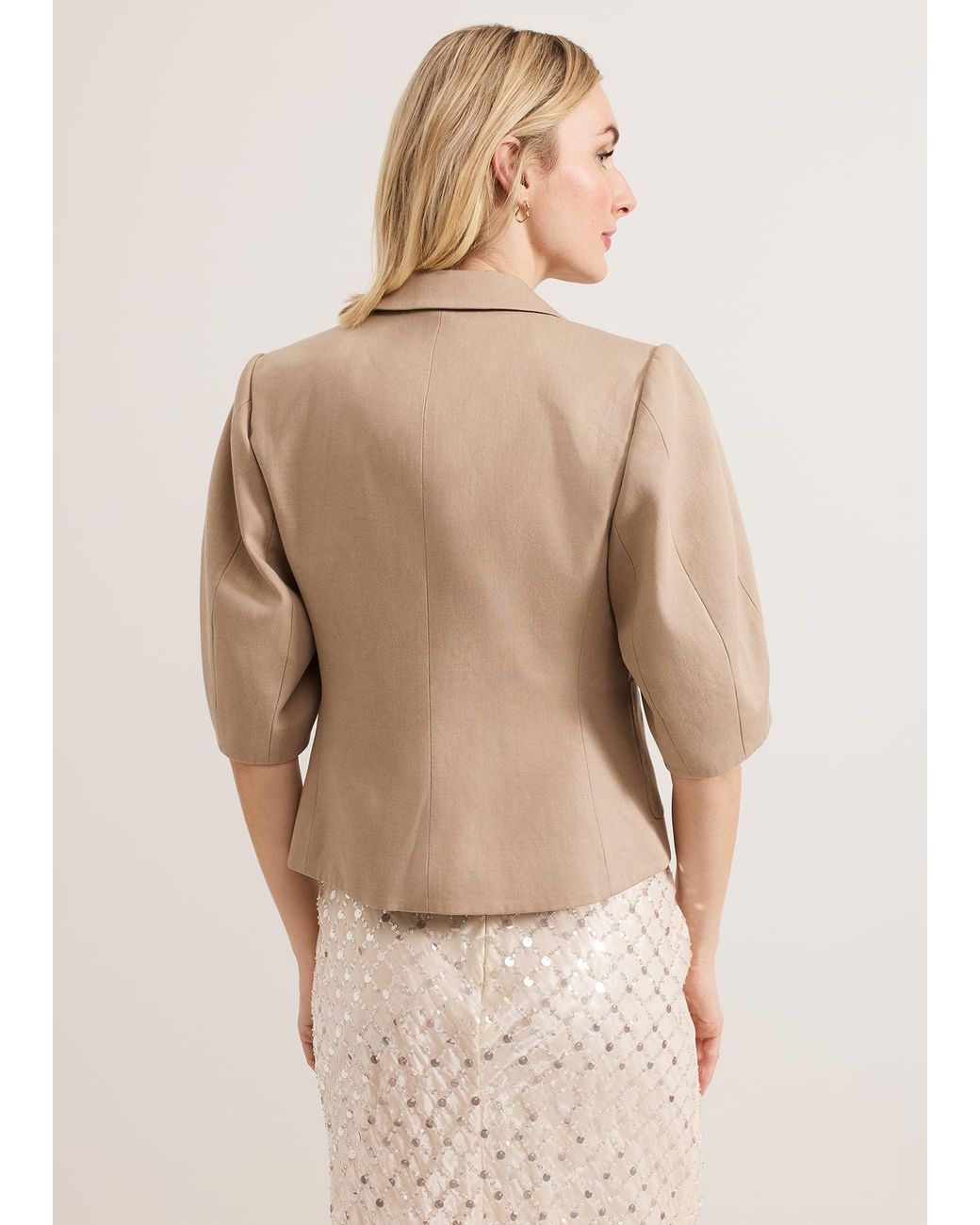 Phase Eight Natural Blackwell Short Balloon Sleeve Tailored Jacket