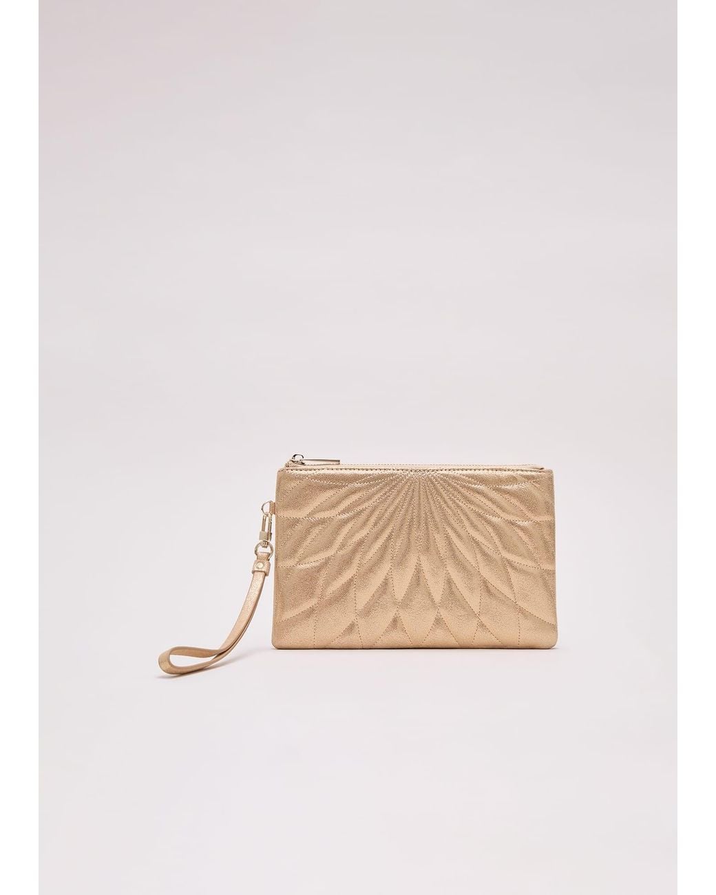 Phase Eight Natural Leather Crossover Stitch Clutch Bag