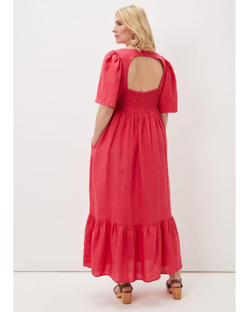 Phase Eight Red Emaline Linen Maxi Dress