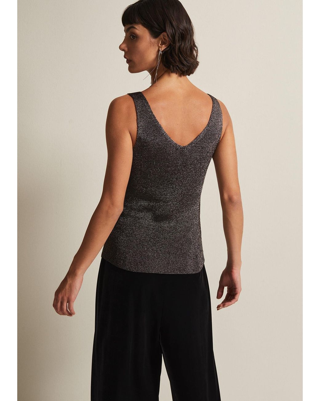 Phase Eight Black Cassia Metallic Knitted Vest