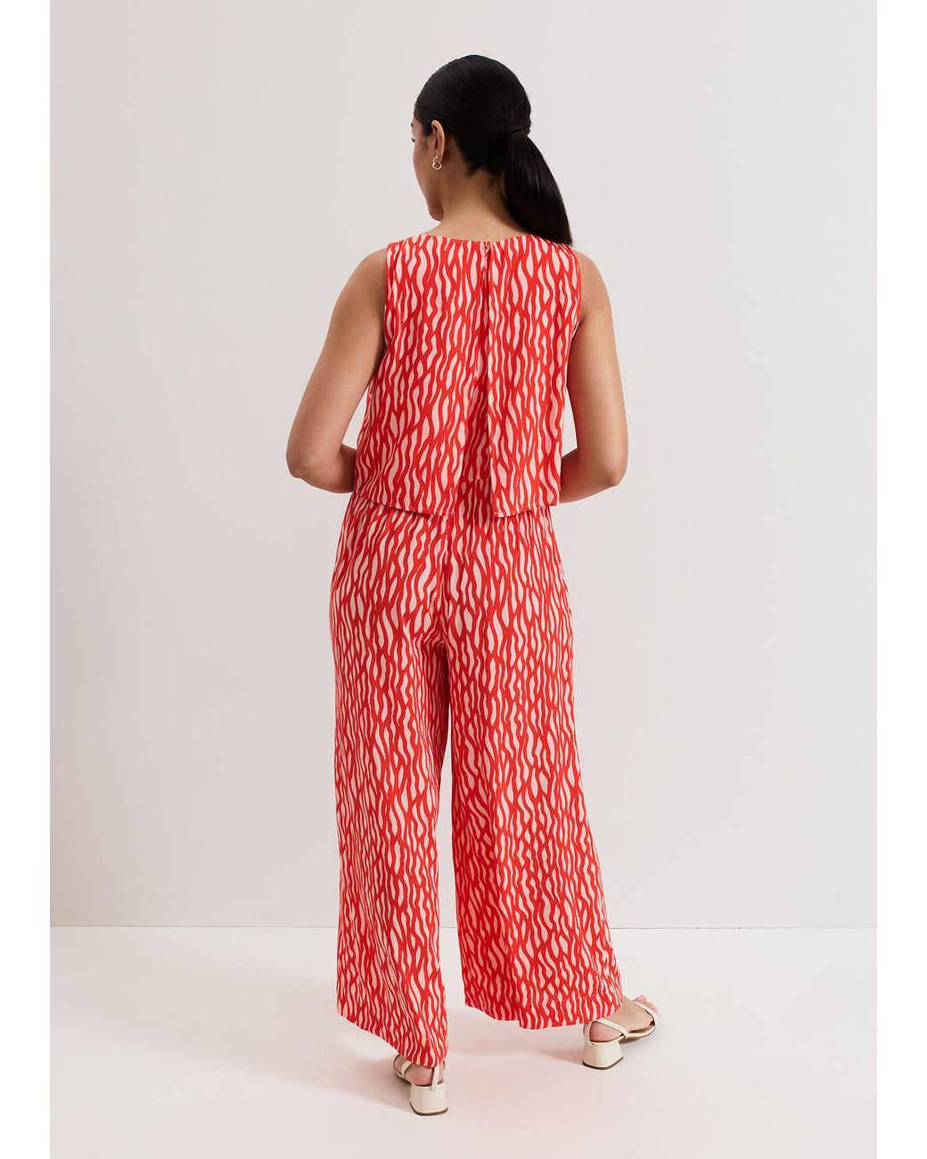 Phase Eight Red Petite Loren Scallop Edge Jumpsuit