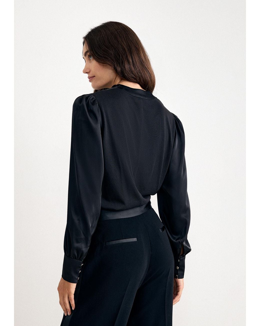 Phase Eight Blue Naomi Cowl Neck Satin Front Top