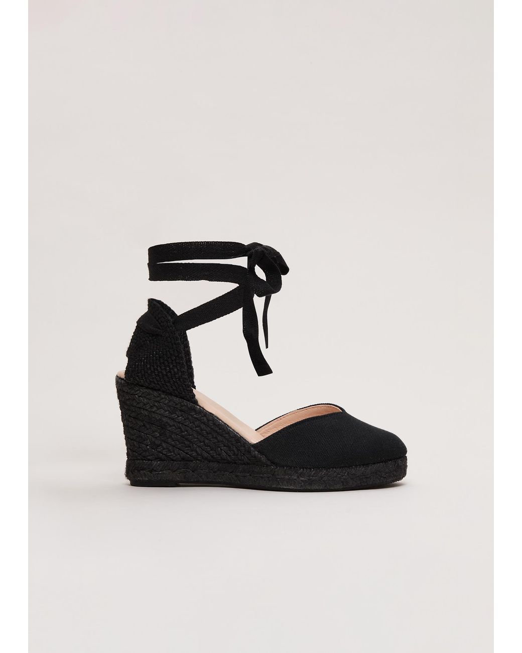 Phase Eight Black Canvas Wedge Espadrille