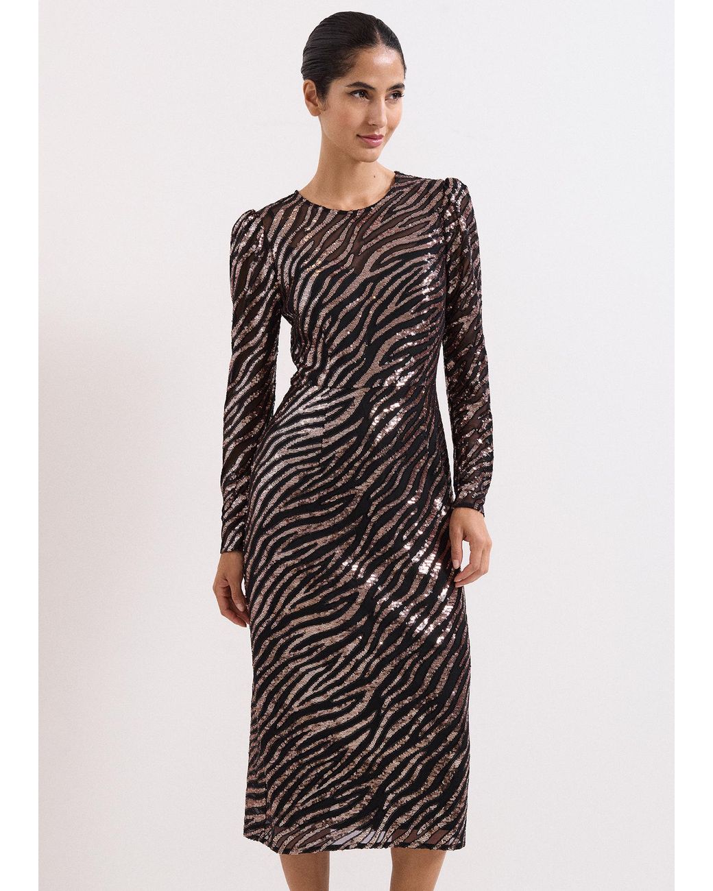 Phase Eight Black Kate Sequin Midi Dress