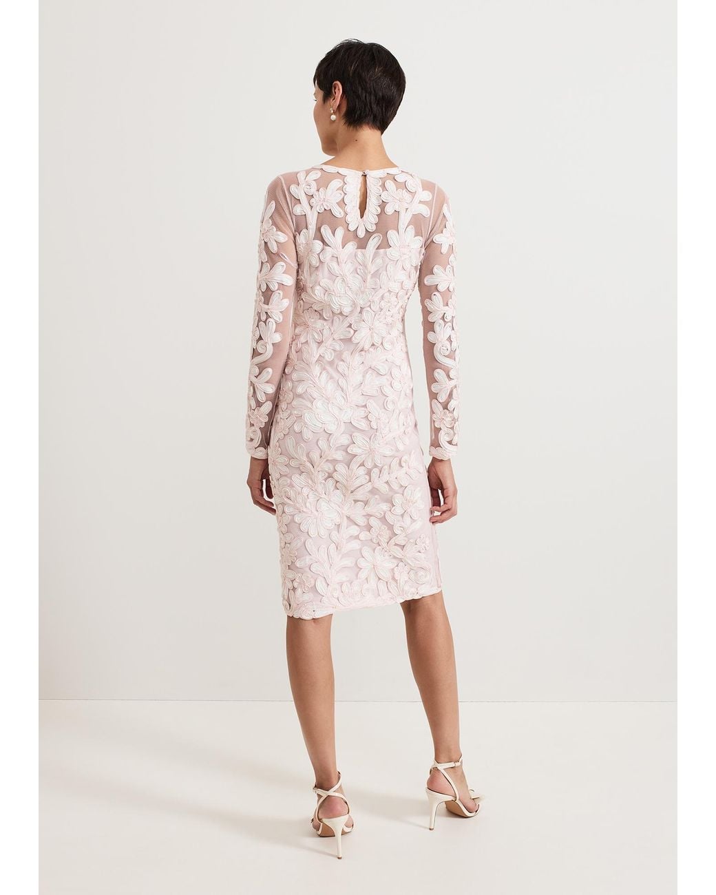 Phase Eight Pink Annika Tapework Midi Dress