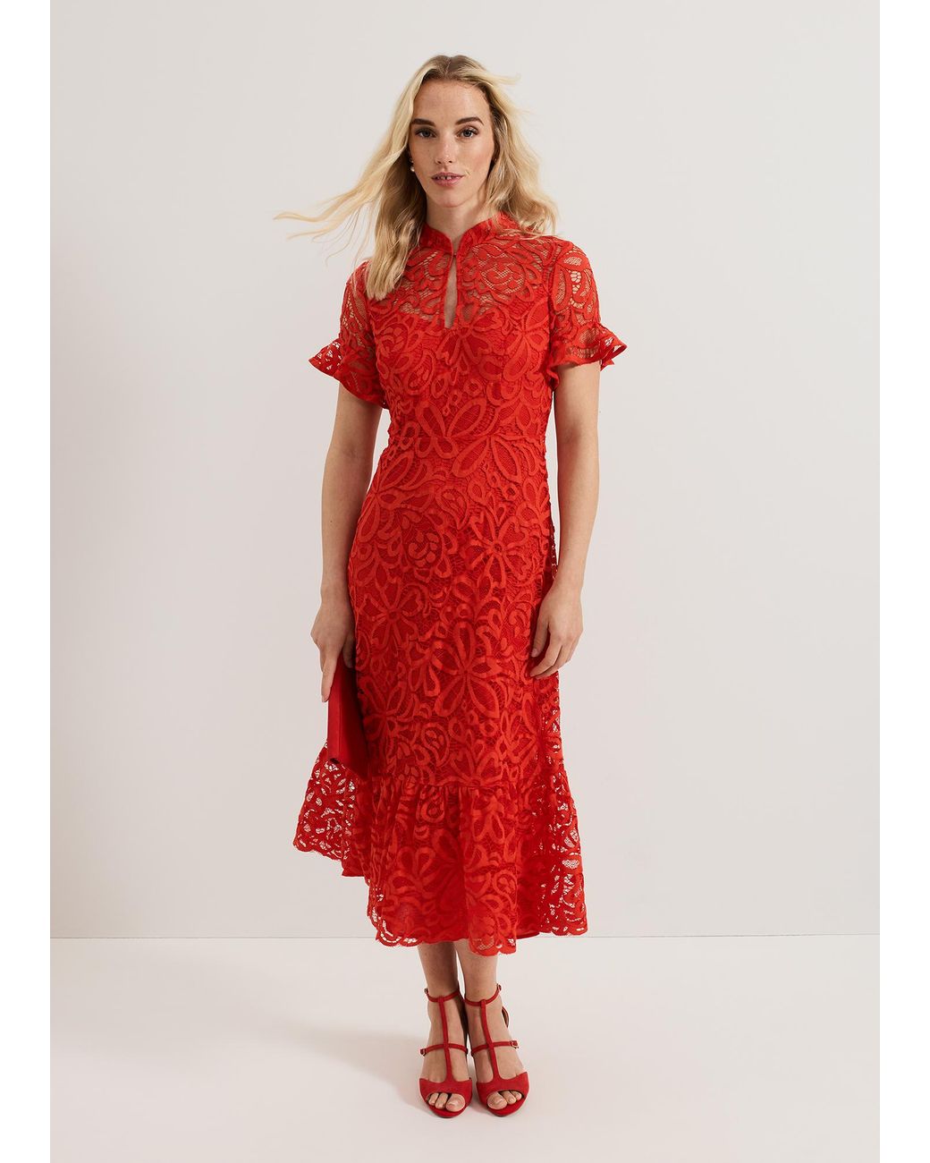 Phase Eight Red Lula Lace Dress