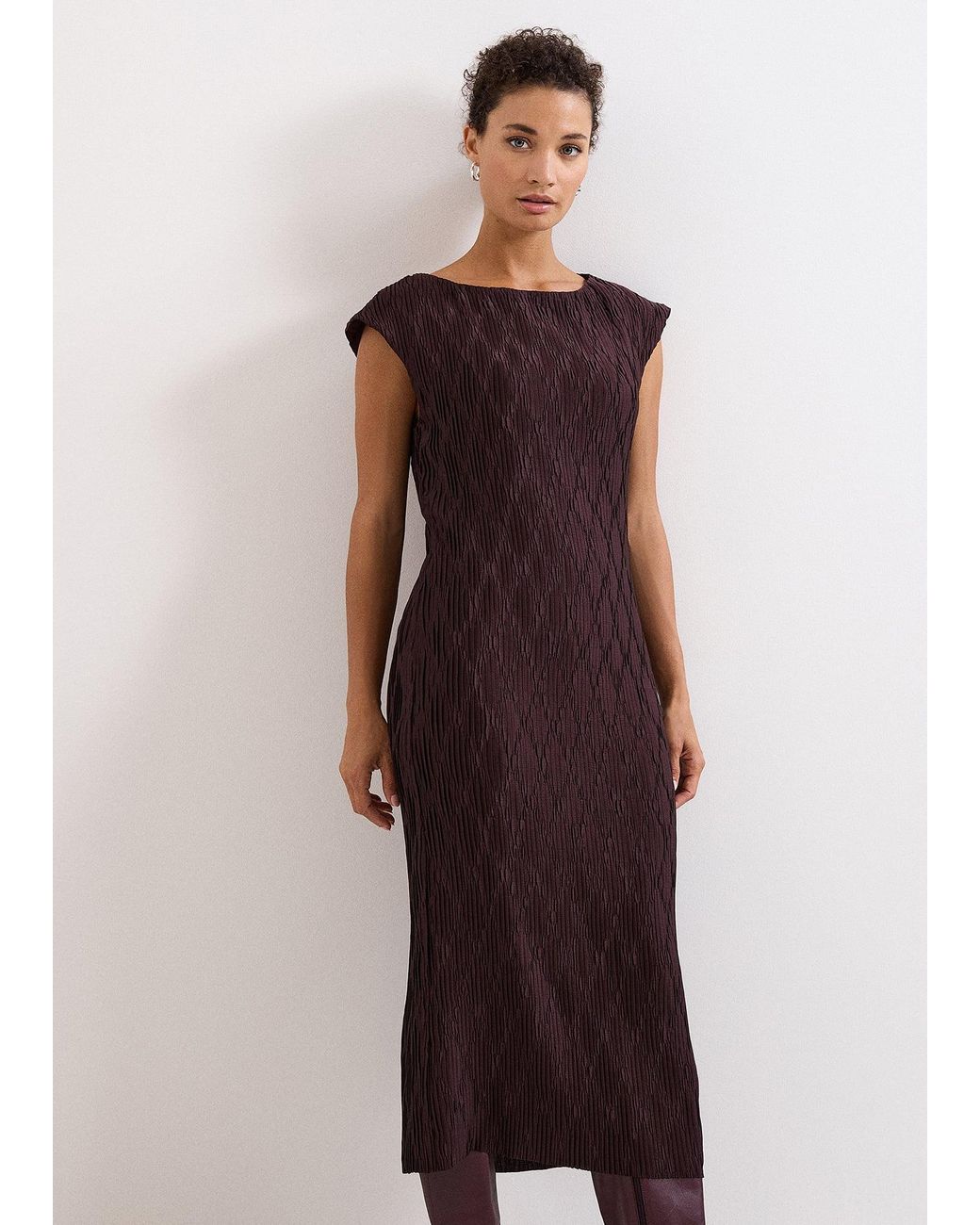 Phase Eight Purple Arabella Jersey Textured Midi Dress