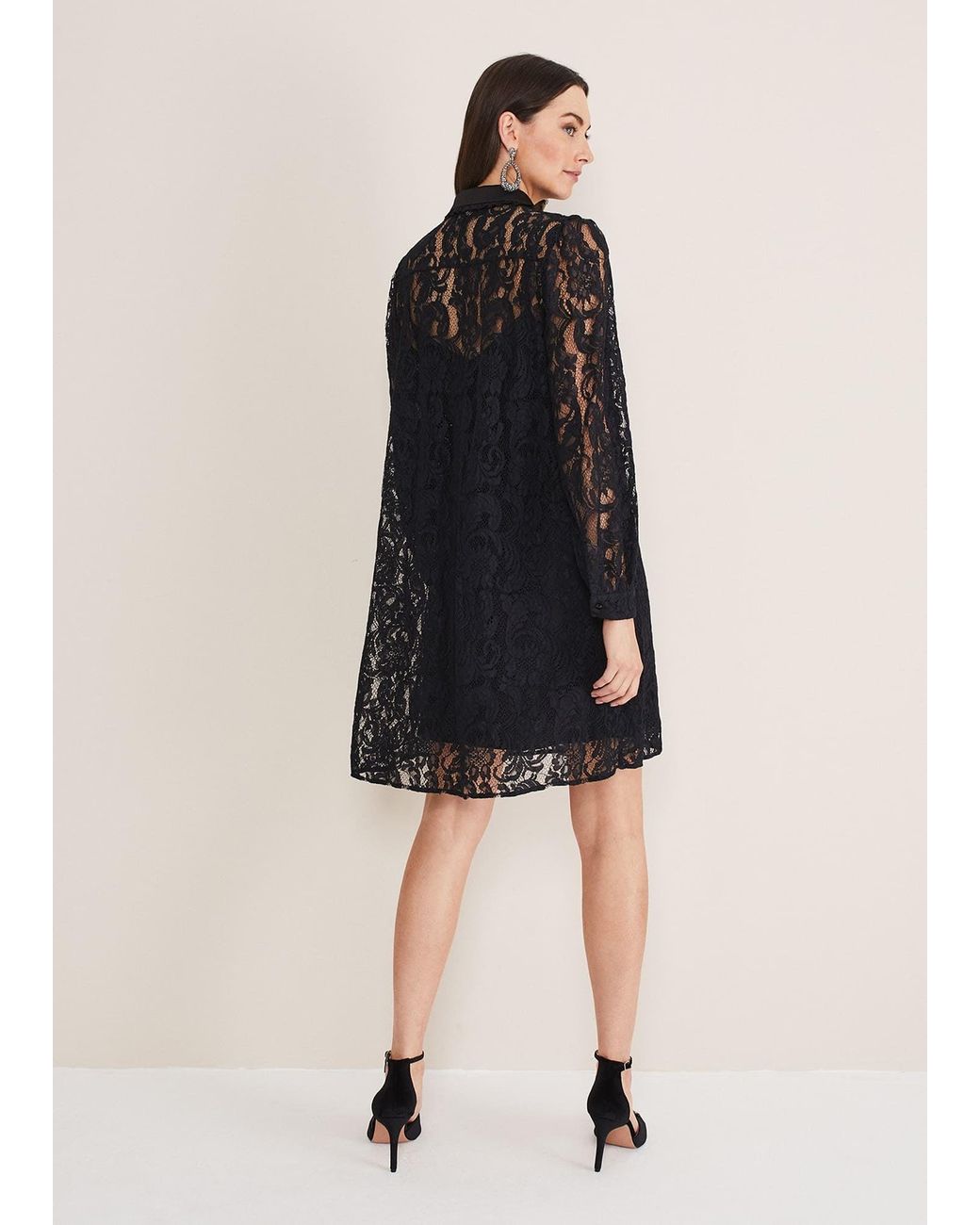 Phase Eight Black Maisy Lace Swing Dress
