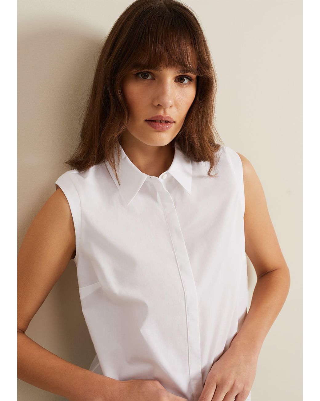 Phase Eight White Aimee Sleeveless Shirt