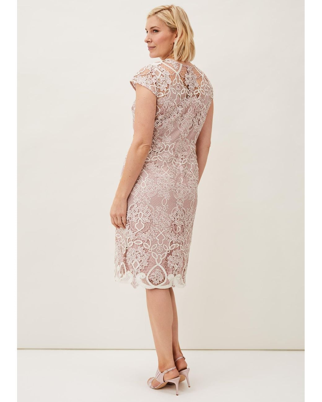 Phase Eight Pink Frances Lace Fitted Dress