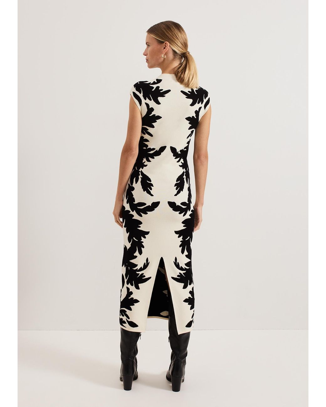 Phase Eight White Beth Jacqaurd Knitted Dress