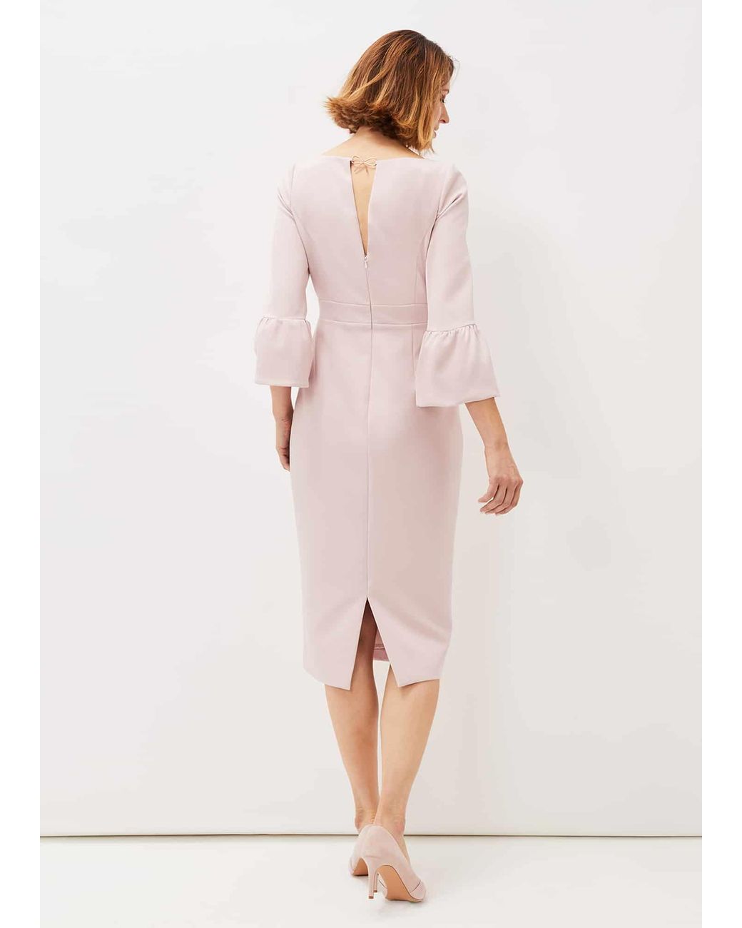 Phase Eight Pink Keyla Fluted Sleeve Fitted Dress