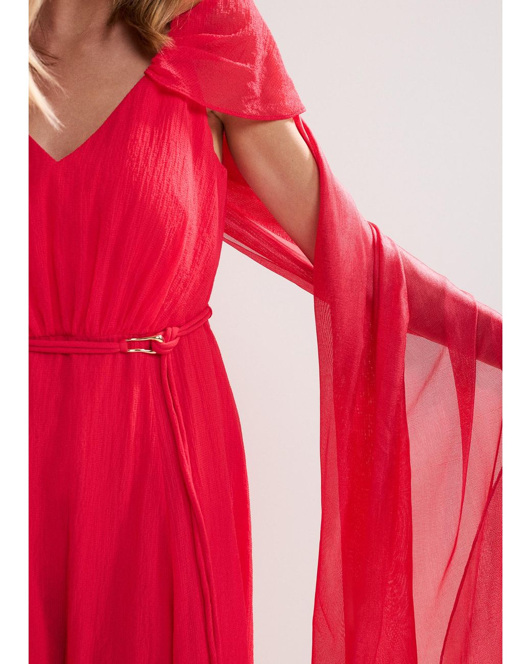 Phase Eight Red Satin Trim Scarf