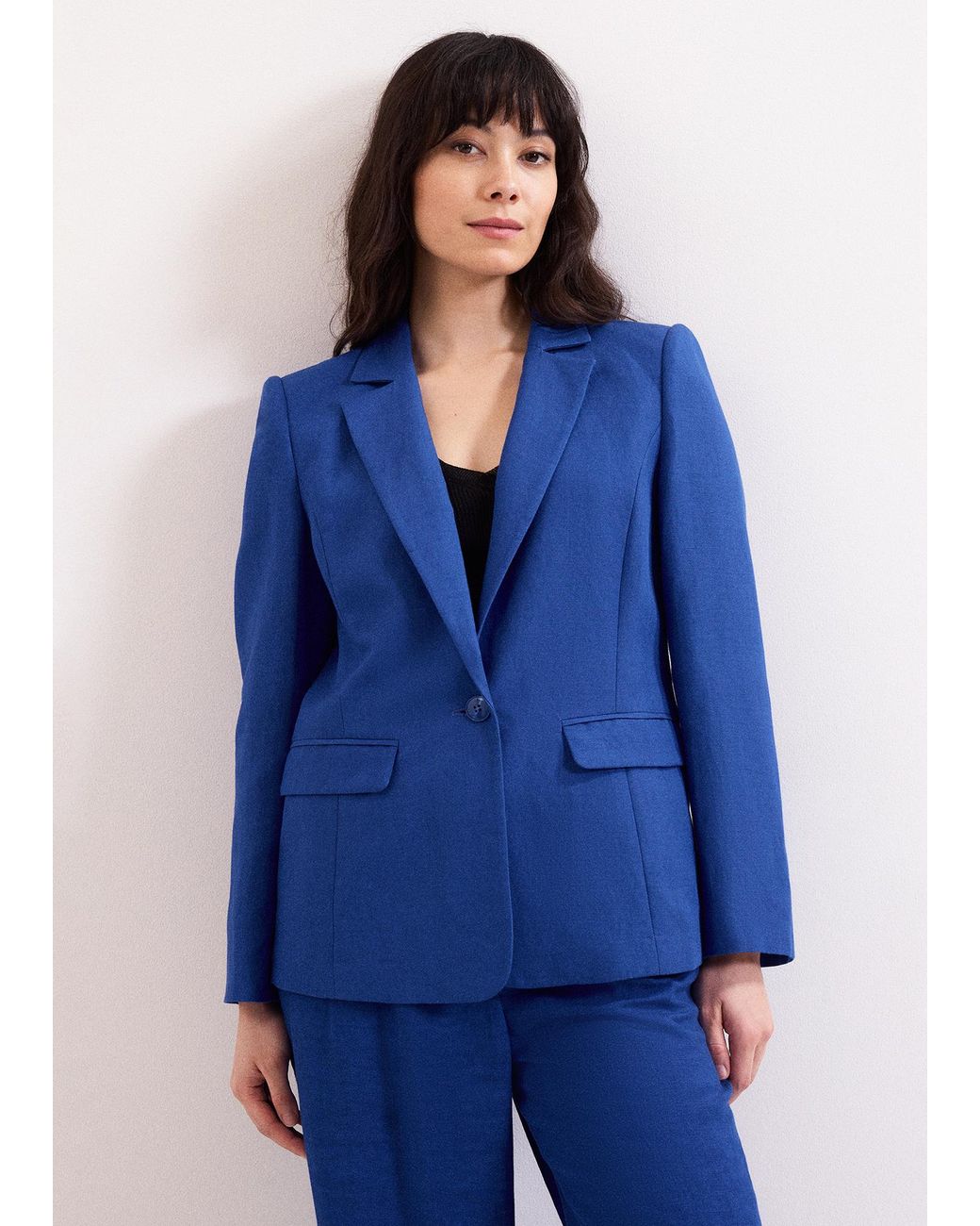 Phase Eight Blue Floette Linen Blend Blazer