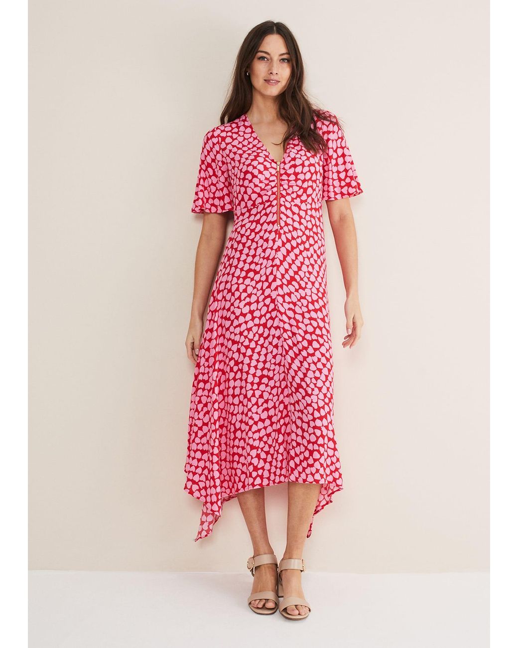 Phase Eight Pink Darcie Heart Midi Dress