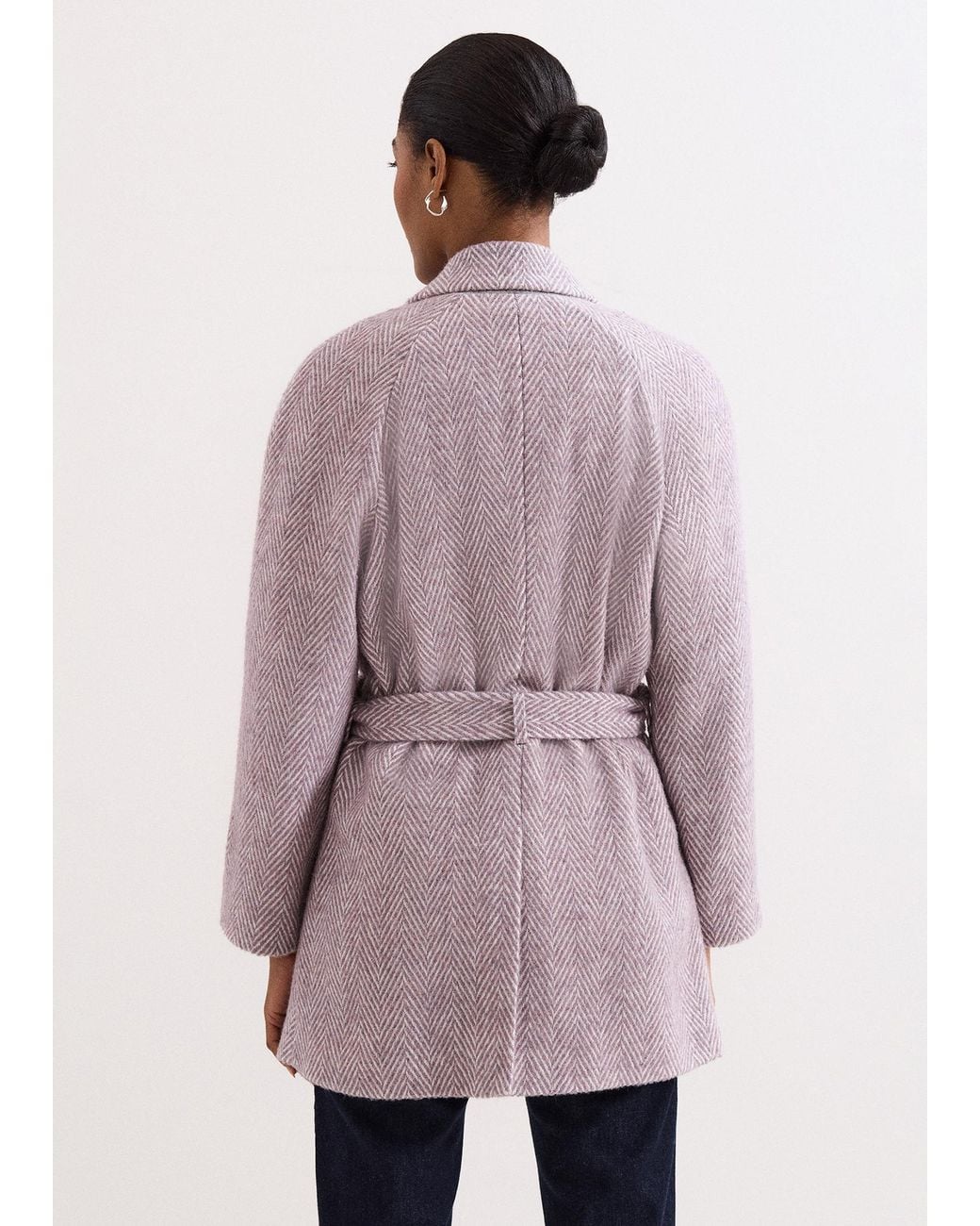 Phase Eight Pink Niamh Herringbone Wrap Coat
