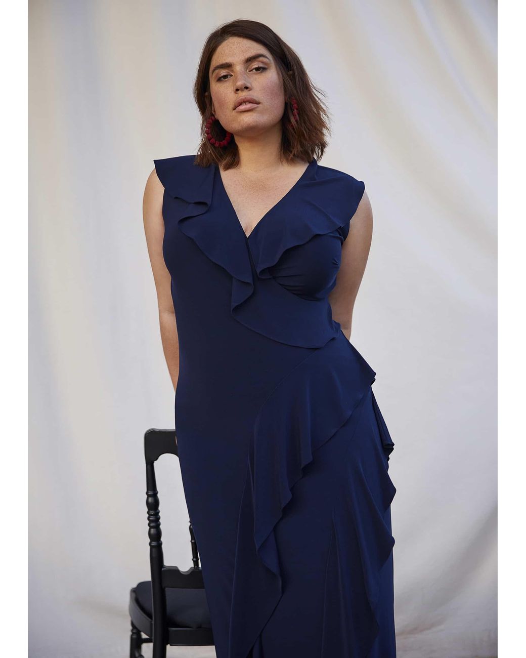 Phase Eight Blue Lida Ruffle Maxi Dress