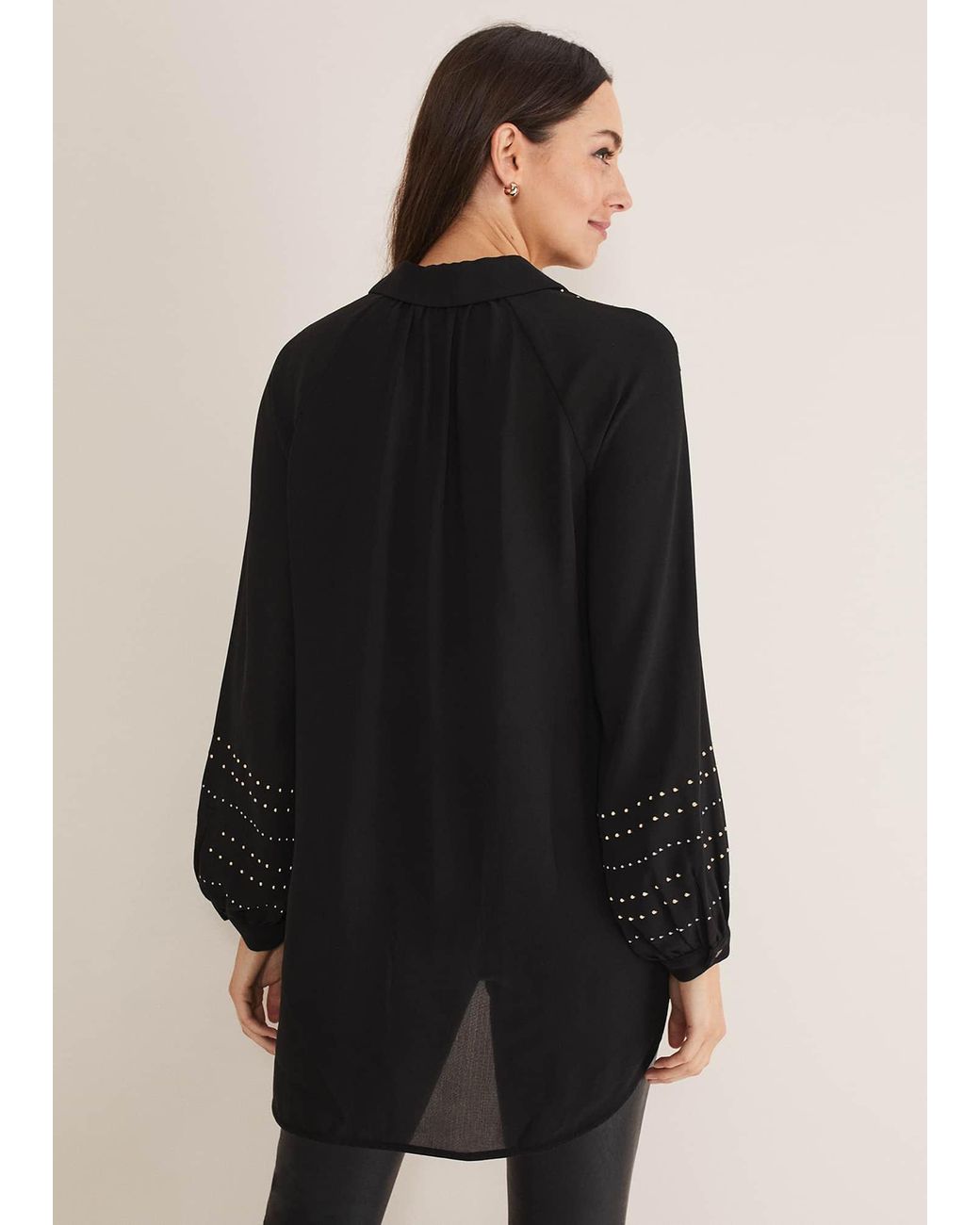 Phase Eight Black Tullulah Heatfix Sleeve Tunic Blouse