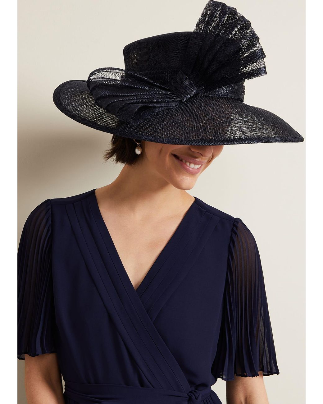 Phase Eight Blue Pleat Bow Hat