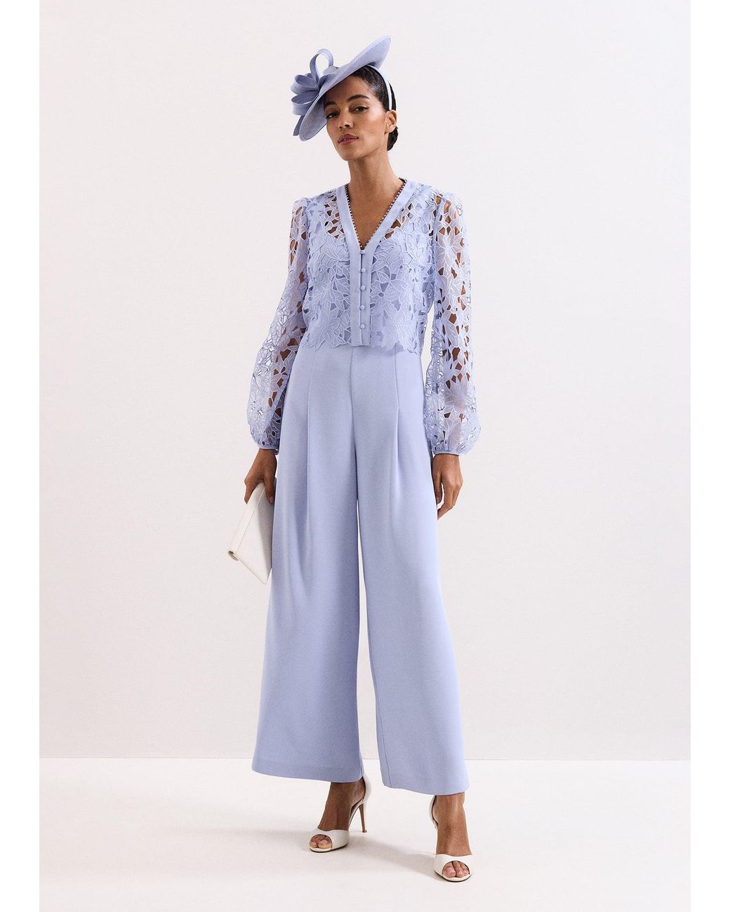 Phase Eight Blue Petite Winona Lace Jumpsuit