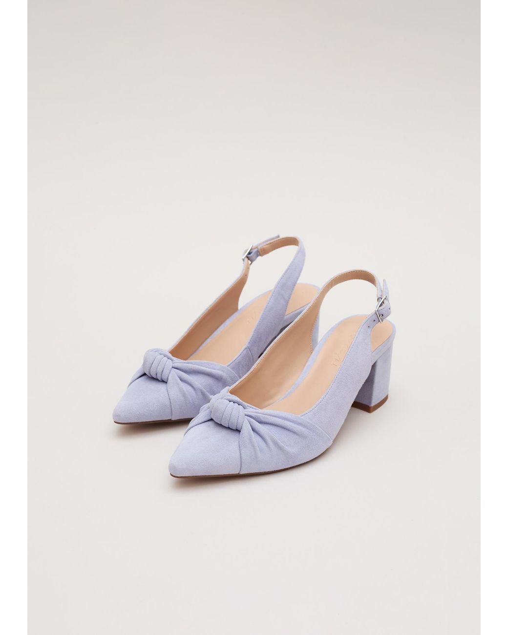 Phase Eight White Knot Front Block Heel Slingback