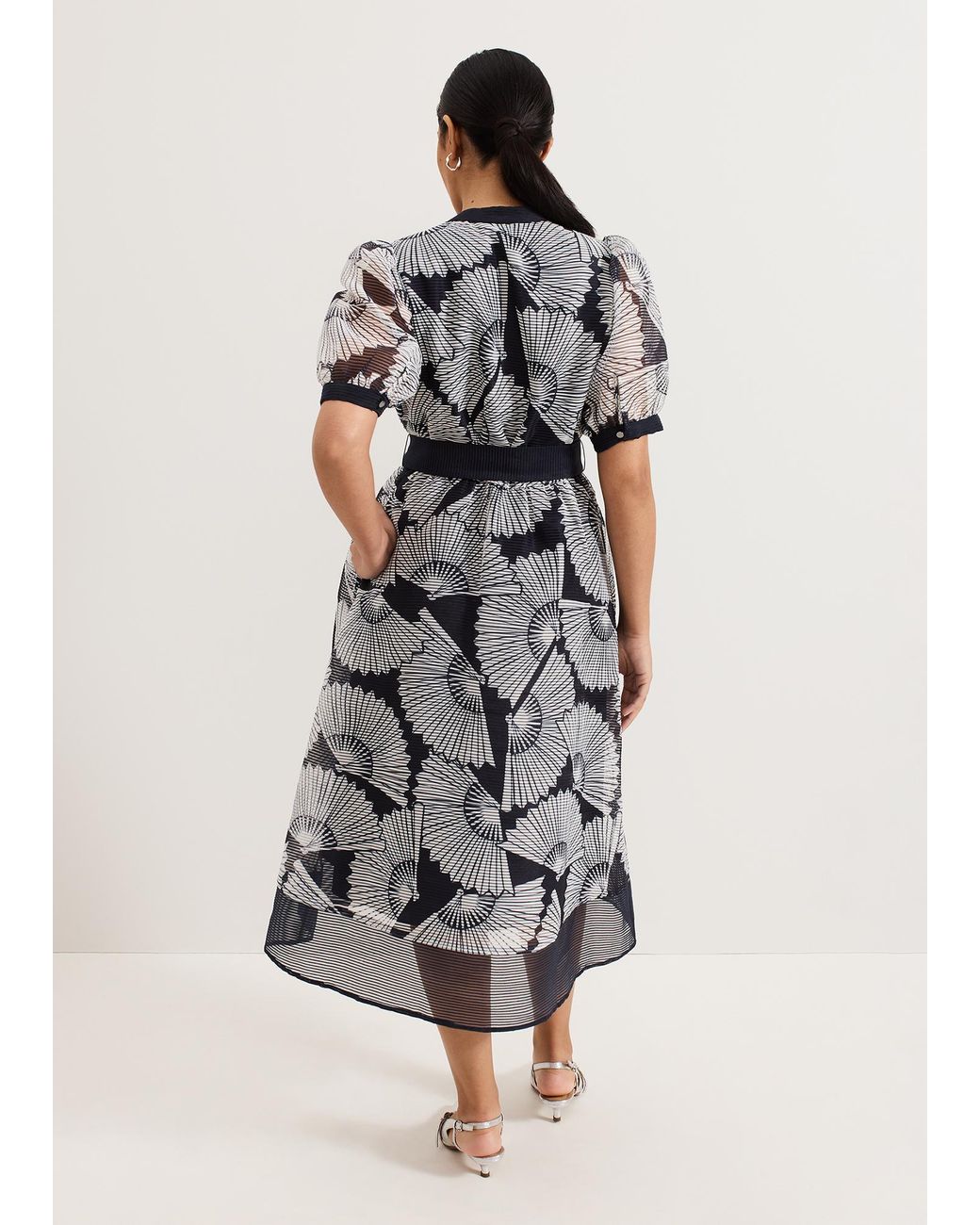 Phase Eight White Petite Skylar Print Midi Dress