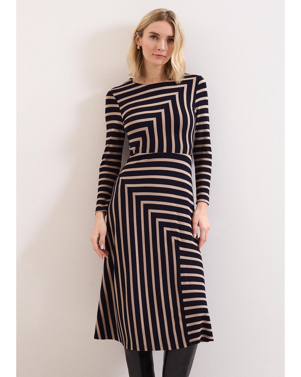 Phase Eight White Petite Mia Stripe Midi Dress