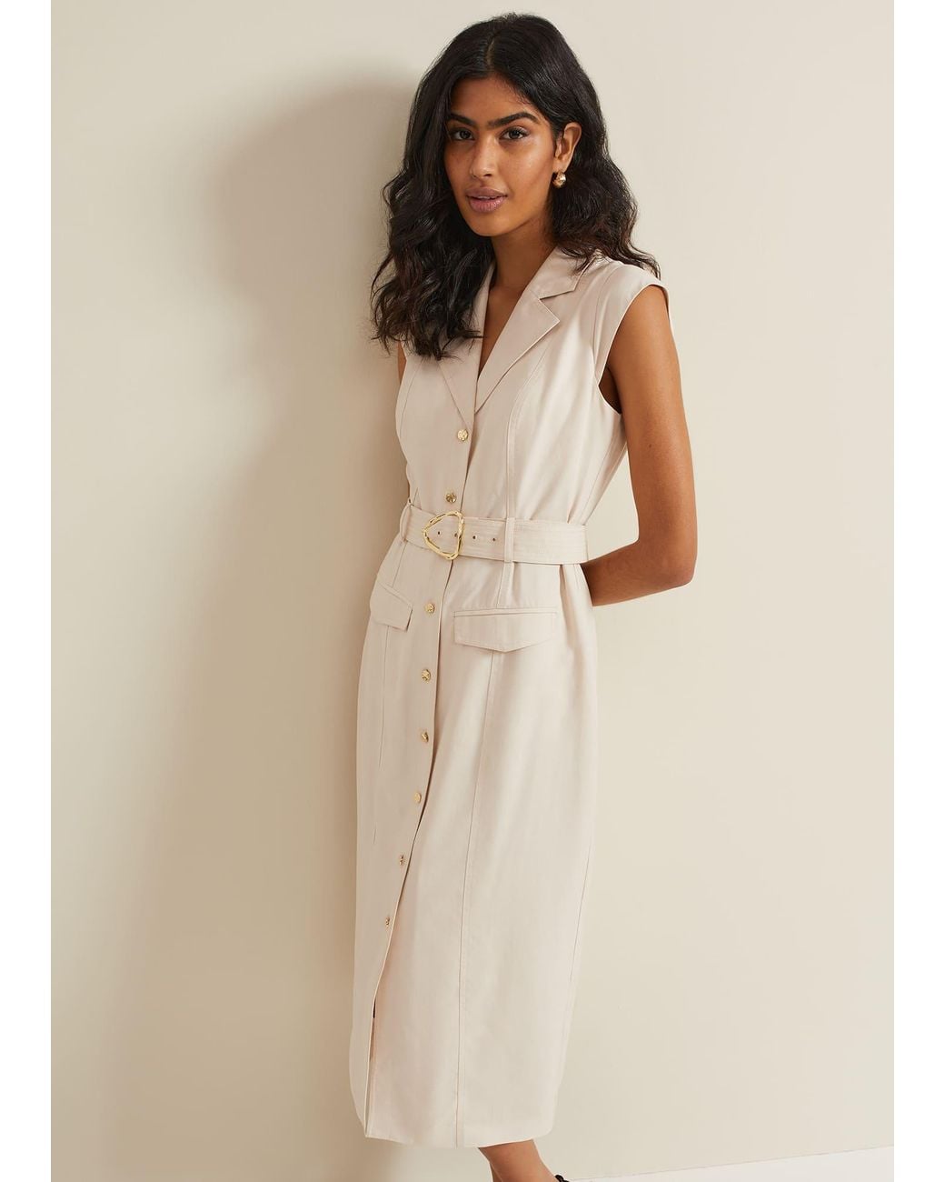 Phase Eight Natural Kristal Utility Midi Dress