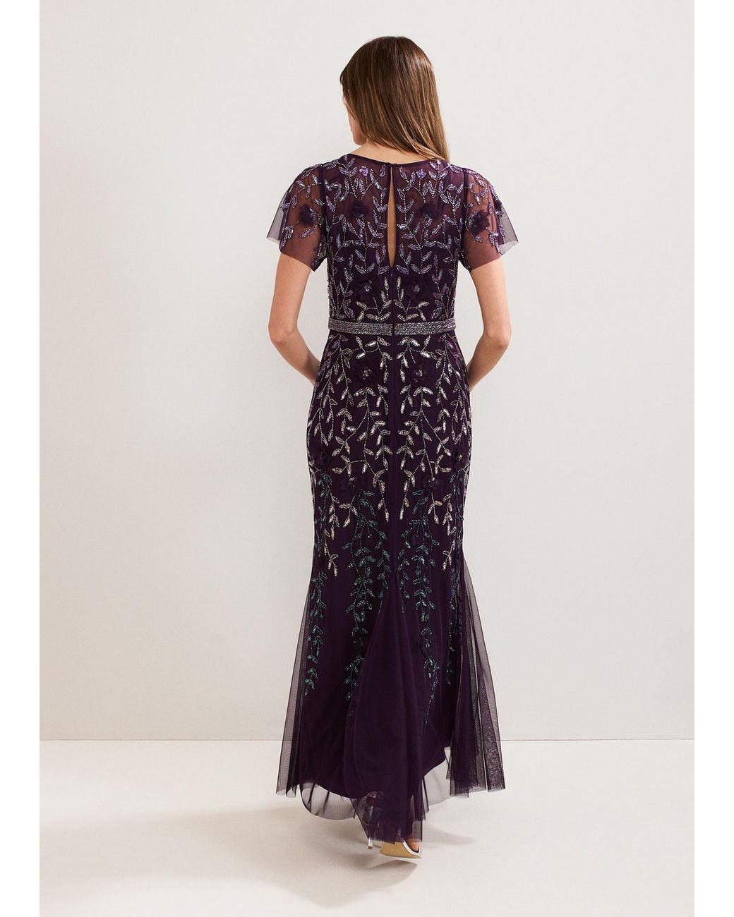 Phase Eight Purple Kaida Beaded Maxi Dress
