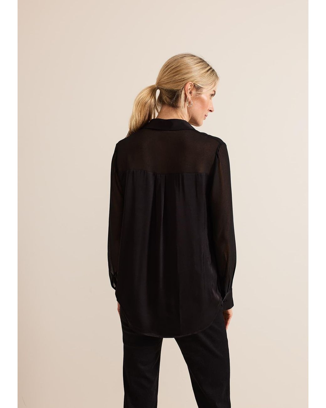 Phase Eight Black Inessa Mixed Media Satin Shirt
