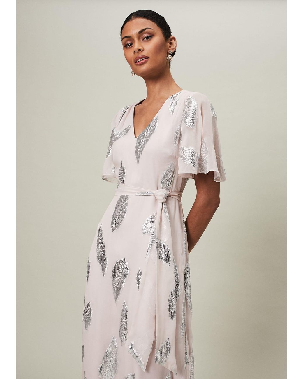 Feather print deals maxi dress