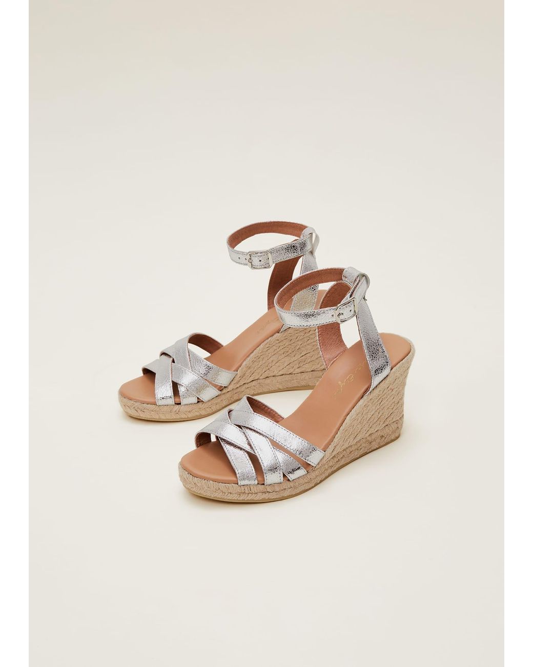 Phase Eight Natural Leather Strappy Espadrilles